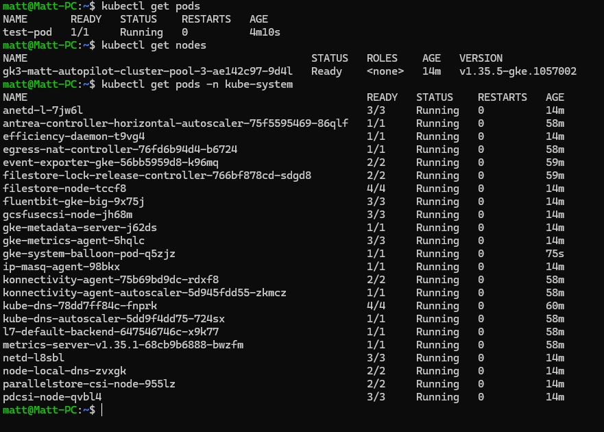Cluster up and running with node provisioned