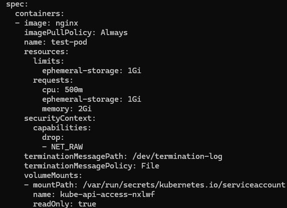 Injected resource requests and limits