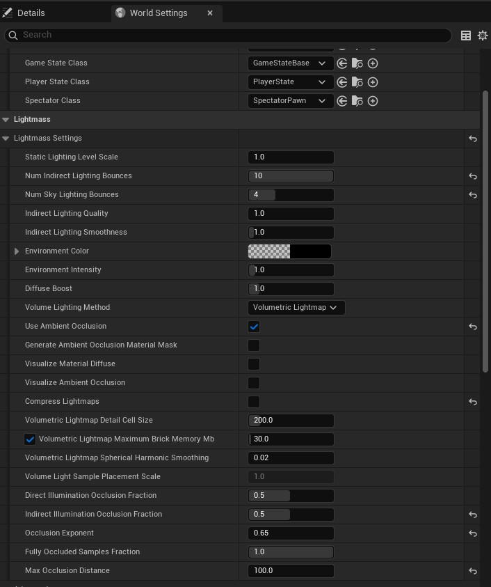 Lightmass Settings Screenshot