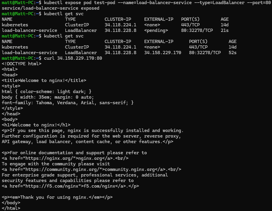 LoadBalancer connectivity demonstration