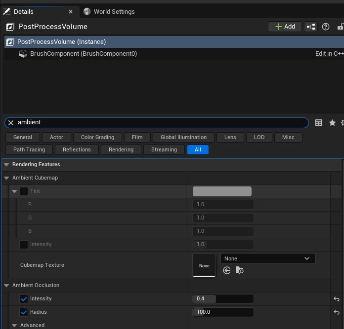 Post Process AO Settings Screenshot